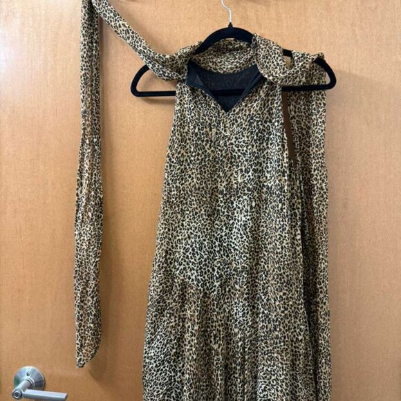 Zara Leopard Print Halter Neck Dress - Picture 3 of 5